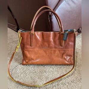 COACH New York The Borough Bag Retro Glove Tan Brown Leather Edgepaint